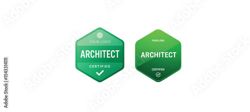 Certified Architect Badge Design – Professional Green Certification Logo Template