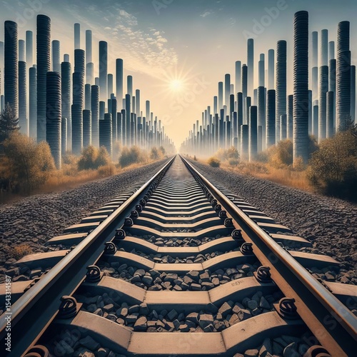 Rhythm of Sleepers Repetitive pattern of railway sleepers and ba
