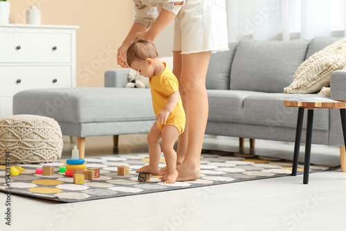 Cute little baby girl learn...