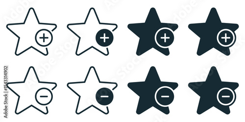 Favorite plus minus star icon. Illustration vector