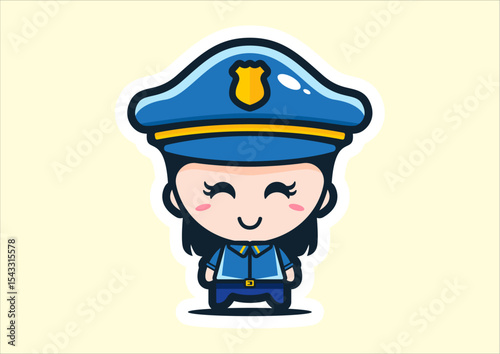 cute cartoon police with a gun