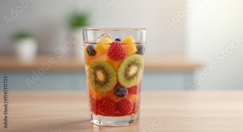 Wallpaper Mural Refreshing Fruit Infused Water in Glass on Wooden Table Torontodigital.ca