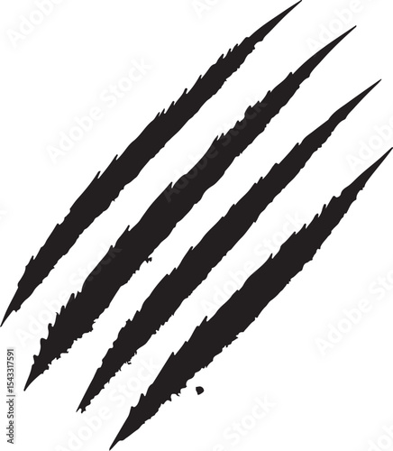 Four black claw marks on white background