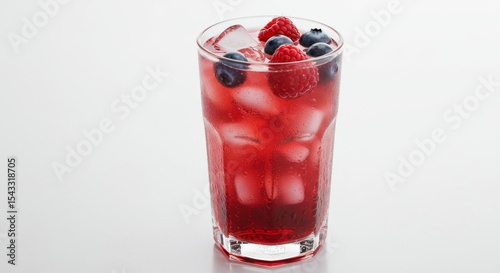 Wallpaper Mural Refreshing Berry Drink with Ice Cubes in Glass Torontodigital.ca