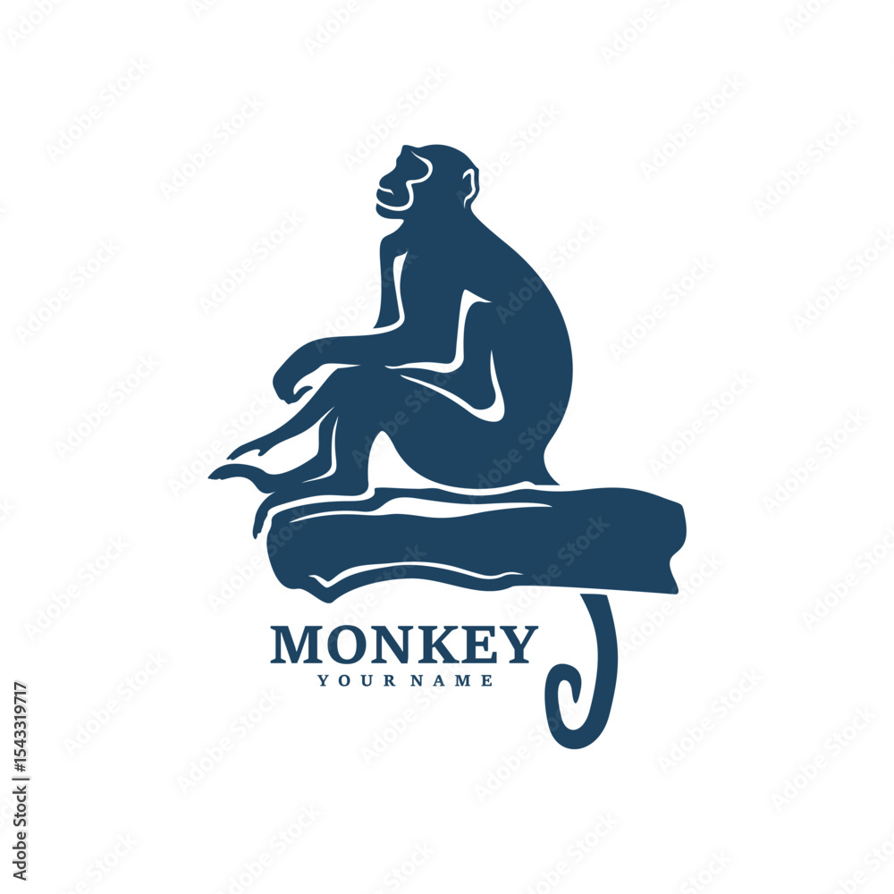 Obraz premium Monkey logo design vector. Silhouette Monkey Template Illustration. Icon Symbol