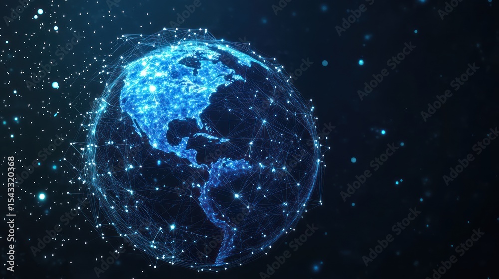 Obraz premium Digital Earth, network of light