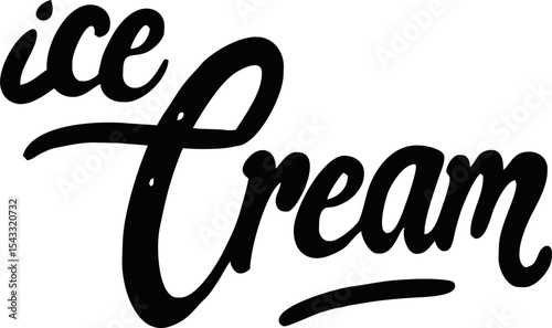 ice cream hand drawn doodle lettering phrase or quote. message saying text ice cream emblem. Handwritten style words and letters print clipart. . Vector illustration