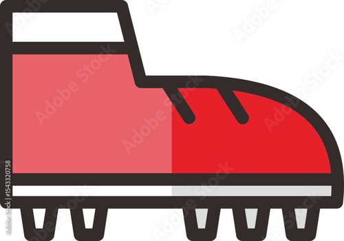 Classic Red Football Cleats Icon Sport Shoe Illustration