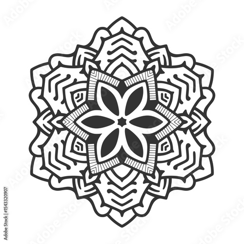 Ornamental Mandala Pattern in Monochrome