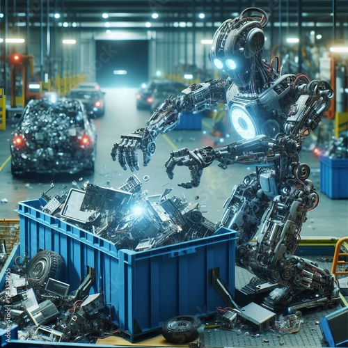 Recycling Disassembly Bots AI controlled robots efficiently disa