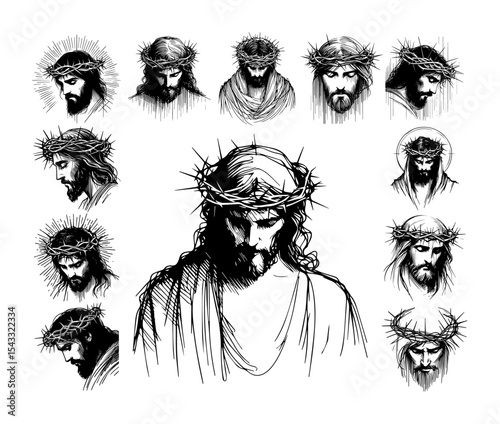 jesus crown of thorns emotional portraits set