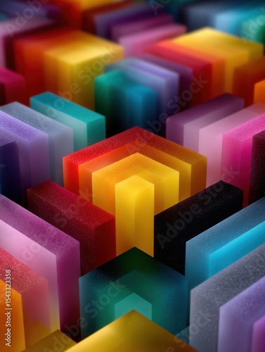 Colorful Glow-in-the-Dark Rectangular Blocks with Sparkling Surface Arrangement