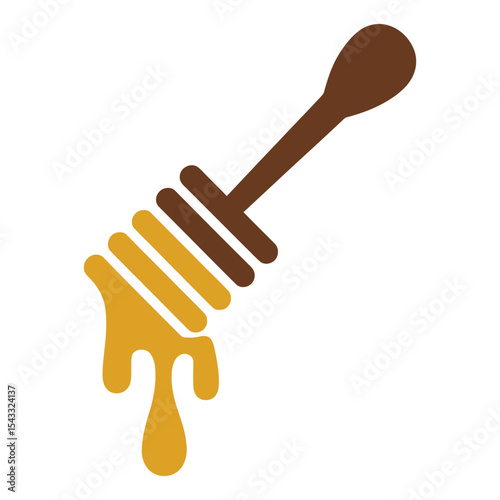 Honey dipper with dripping honey isolated on white background