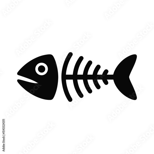 Fish skeleton isolated on white background is a simple icon