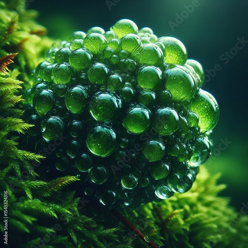 Slick Moss Texture Close up on vibrant green moss plump and slic
