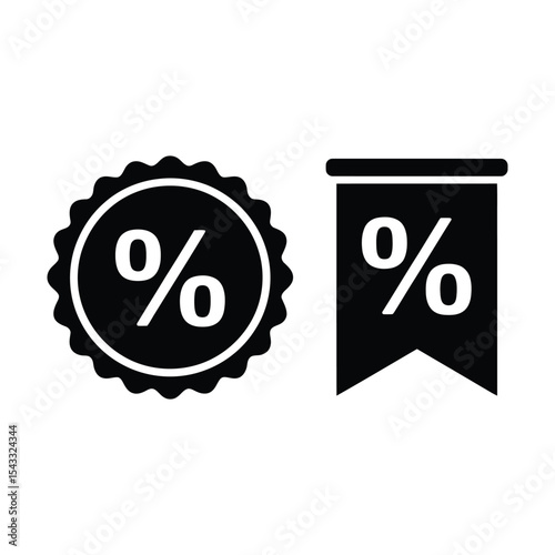 Two percent sign icons isolated on white background