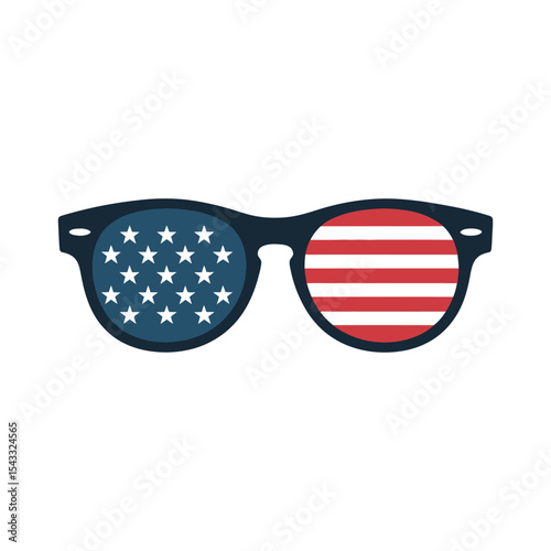 Sunglasses with american flag design isolated on white background