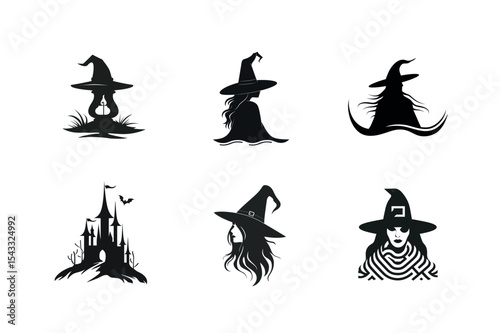 Halloween witch silhouettes collection