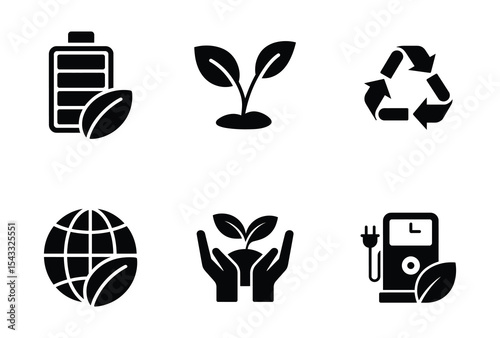 Environmental and Eco Icons: Renewable Energy, Nature, and Sustainable Living

