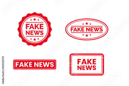 Fake News red rubber stamp with dusty grunge effect symbolizing fraud, propaganda and disinformation