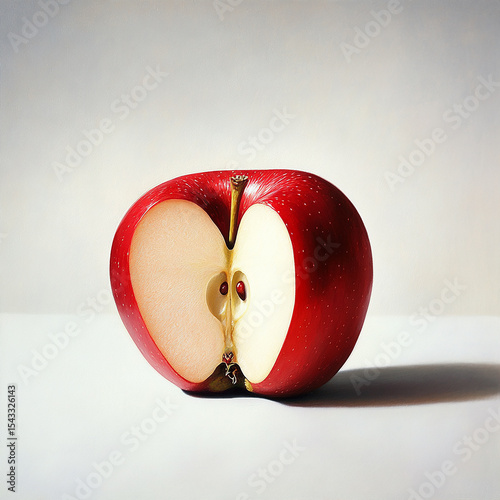 Halved Red Apple