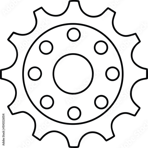 Mechanical Gear Screw Hole Outline Icon.