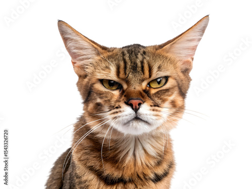 cat being grumpy isolated on white background