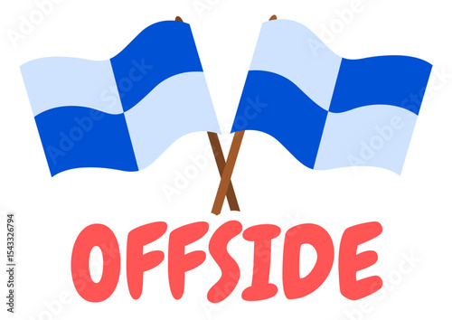Offside Flags Blue and White Checkered Football Penalty Graphic