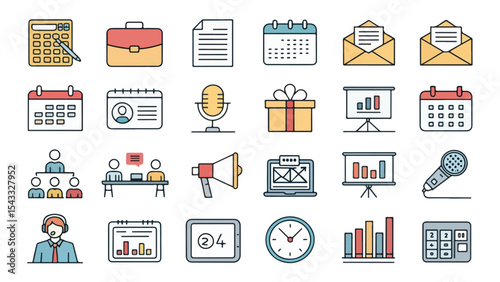 Time Management and Scheduling Icons Set
