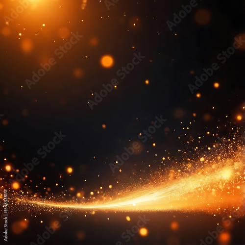 Glowing Abstract Orange Light Background with Sparkling Texture, Elegant Swirl Pattern, Dark Design Surface, and Modern Shiny Gradient Effect for Digital Art Use - AI