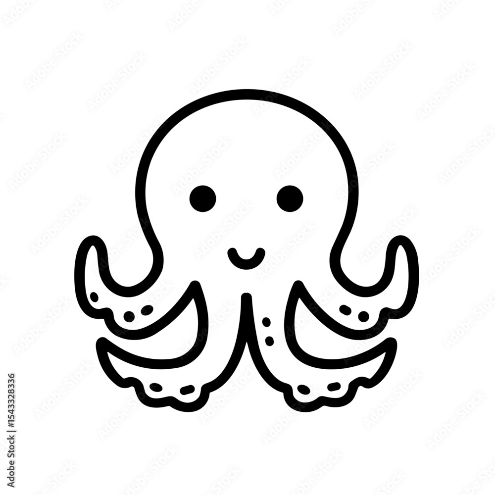 Fototapeta premium Minimalist Octopus Icon Marine Animal 