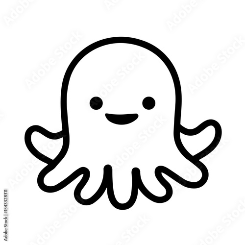 Minimalist Octopus Icon Marine Animal 