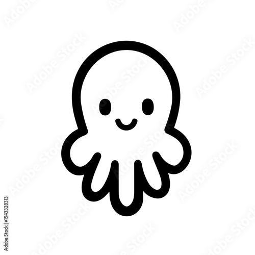 Minimalist Octopus Icon Marine Animal 
