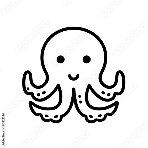 Minimalist Octopus Icon Marine Animal 