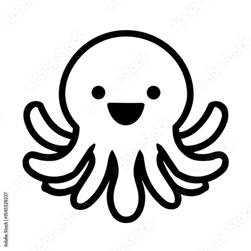 Minimalist Octopus Icon Marine Animal 