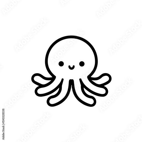 Minimalist Octopus Icon Marine Animal 