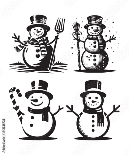 snowman silhouette vector illustration