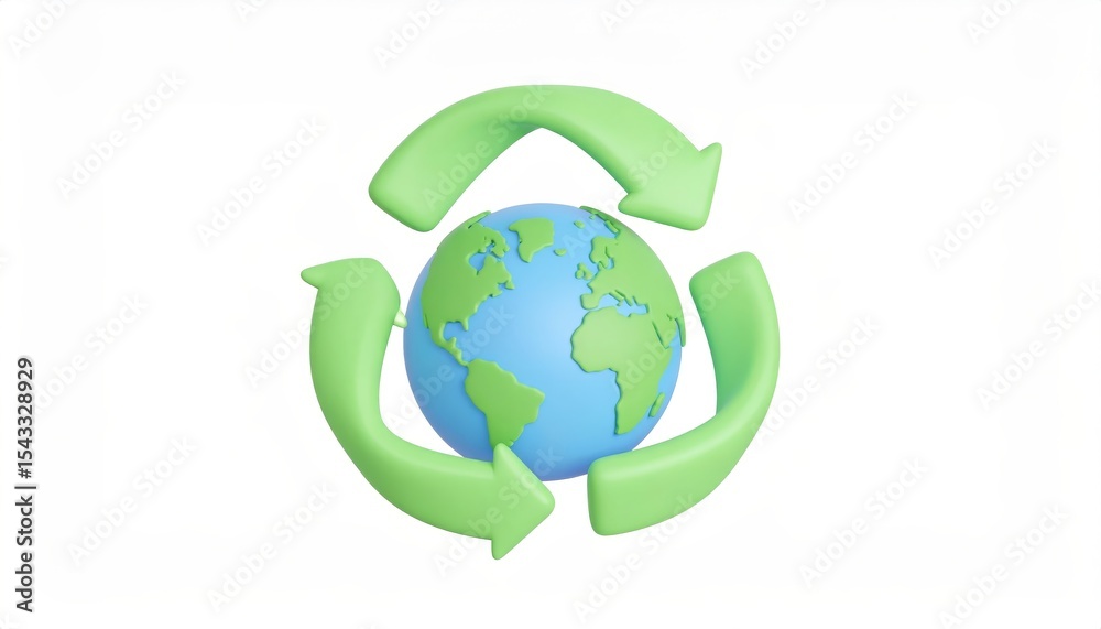 Three dimensional cartoon Ecology Metaphor for recycling, environment and earth Three dimensional cartoon Ecology Metaphor for recycling, environment and earth