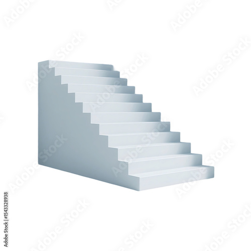 White modern staircase steps isolated on transparent background