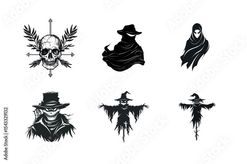 Spooky halloween silhouette set of six
