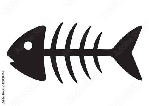 fish bone logo silhouette vector illustration, fish skeleton logo icon silhouette, fishbone silhouette swimming vector illustration, skeleton of fish vector silhouette logo design on white background