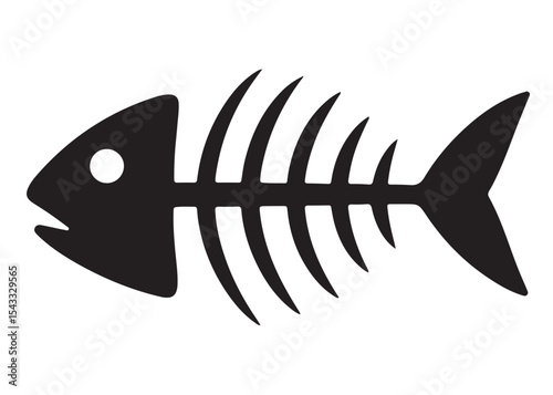 fish bone logo silhouette vector illustration, fish skeleton logo icon silhouette, fishbone silhouette swimming vector illustration, skeleton of fish vector silhouette logo design on white background
