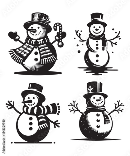 snowman silhouette vector illustration