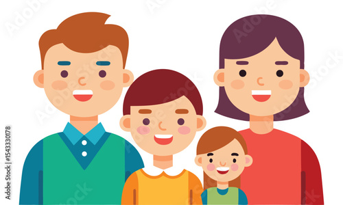 Happy family portrait illustration isolated on white background