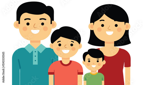 Happy family portrait illustration isolated on white background