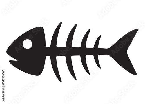 fish bone logo silhouette vector illustration, fish skeleton logo icon silhouette, fishbone silhouette swimming vector illustration, skeleton of fish vector silhouette logo design on white background