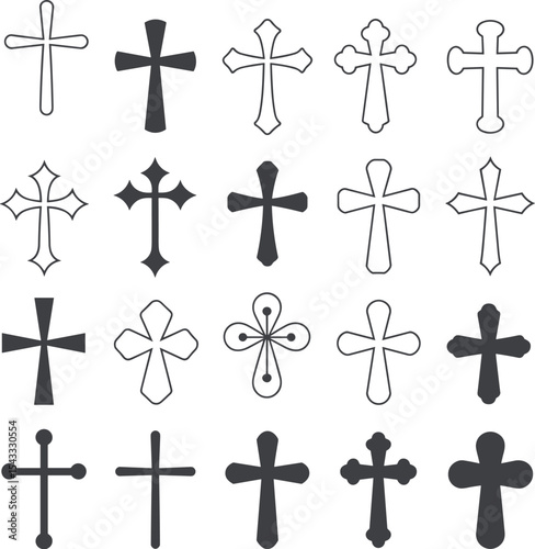 Versatile Cross Symbol Collection: Religious, Decorative, and Minimalist Designs for Various Projects