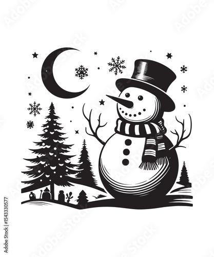 snowman silhouette vector illustration