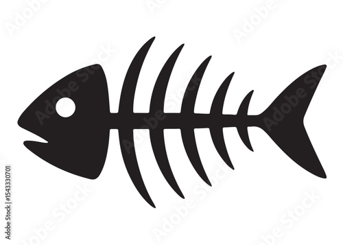 fish bone logo silhouette vector illustration, fish skeleton logo icon silhouette, fishbone silhouette swimming vector illustration, skeleton of fish vector silhouette logo design on white background