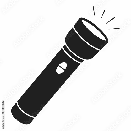 black flashlight vector illustration